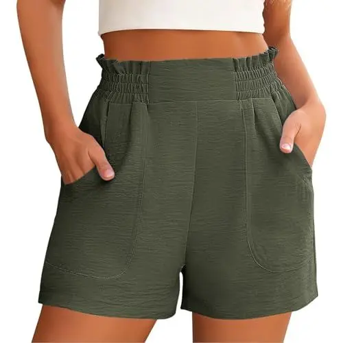 Produktbild: Generisch Kurze Hose Damen Sommer Shorts Lässige Für Frauen, Bequeme Mit Elastischer Taille, Leichte Für Den Strand, Weites Bein Mit Urlaubsoutfits Schwarz Knielang Meine Bestellungen 2025