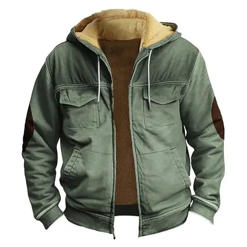 Produktbild: Generisch Mantel Wolle,Felljacke Herren,Weihnachts Hoodie Herren Herren Sweatjacke Langmantel Herren Herren Herbstjacke Filzmantel Herren Grün Xl