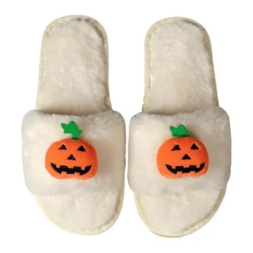 Produktbild: Hausschuhe Herren 46 Hausschuhe Herren Lustig Halloween Plüsch Flache Damen Hausschuhe Clashing Farbe Hausschuhe Herren-Hausschuhe Hausschuhe Gefüttert Damen (White, 36)