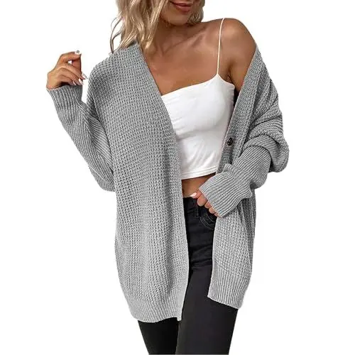 Produktbild: Generisch Ladies Jacket Winter Sale, Mantel Damen Sale, Fleecejacke Damen Herbstjacke Einfarbige Mittellange Grobe Pullover Pullover Damen Cardigan Gelb, Ubergangsjacken Damen Frühjahr Sale