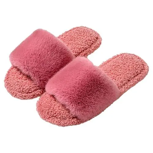 Produktbild: KKvoPiQ Damen Hohe Schuhe Absatz Glitzer mit Flacher Unterseite, Lange Samt-Hausschuhe für Damen, warme Hausschuhe Ausgefallene Schuhe Damen 40 (Hot (Pink, 39)
