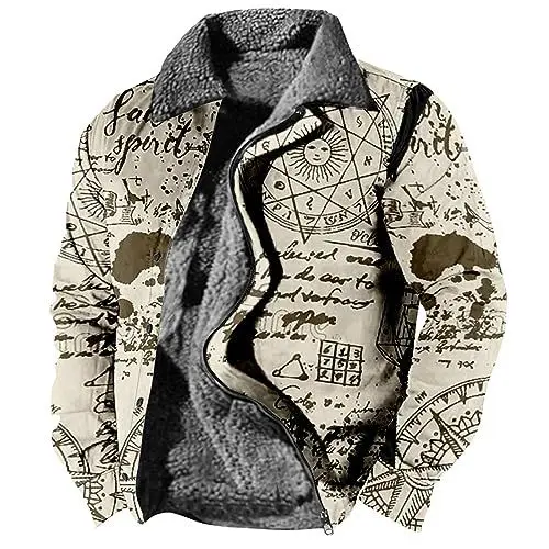 Produktbild: Generisch Lammfelljacke Herren Mantel Herren Winter,Sweatjacke Herren Ohne Kapuze Herren Mantel Kurz Winterjacke Herren Parka Herren Mantel Grau Outdoor Jacke Gothic Mantel Beige Xl