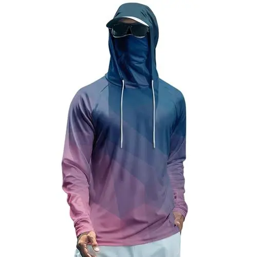Produktbild: Generisch Langarmshirt Herren Weiss Sonnenschutz Kopf Hoodie Schwarz Motorrad Sonnenhut Weiß Zip Off Hose Sweat Halloween Imkeranzug Lila 2XL