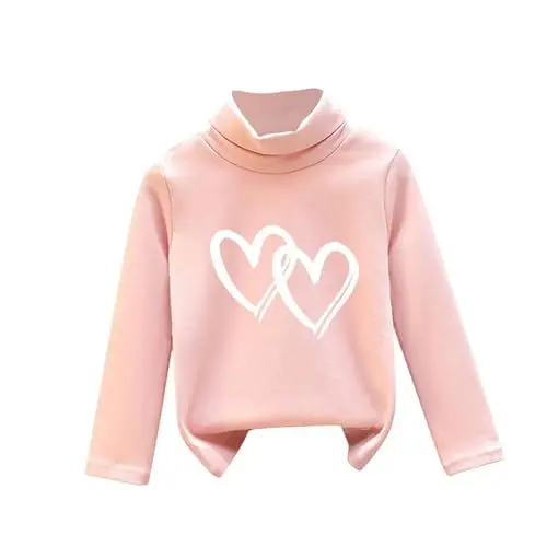 Produktbild: Generisch Langarmshirts für Mädchen Baumwolle Pullover Warm Klamotten Verdickte Kleidung Rollkragenpullover Bekleidung Oberteile Gefütterte Sweatshirt Basic Long Sleeve Rosa, 8 Jahre