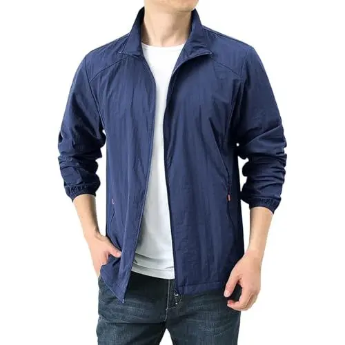 Produktbild: Sommerjacke Herren DüNne Sonnenschutz Jacke Leichte Outdoorjacke Langarm ReißVerschluss Softshelljacke Einfarbig Atmungsaktive Freizeitjacke Angeljacke Sportlich Allwetterjacke Trainingsjacke