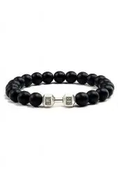 Produktbild: Generisch Live Lift Fitness Hantel-Armband, Naturstein, Bodybuilding-Fitness Schmuck 8mm (onyx)