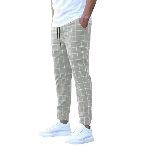 Produktbild: Generisch Lose gerade Baumwolle für Herren, Freizeithose, atmungsaktive Herrenhose Hosen Mit Seitentaschen Männer (Khaki, XL)