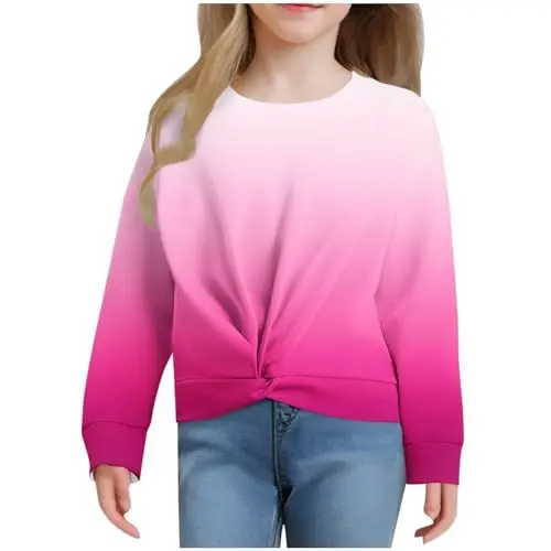 Produktbild: Generisch Mädchen Batik Pullover Mode Sweatshirt Tie-Dye Langarmshirt Klamotten Leichtgewicht Sport Kleidung Elegante Bekleidung Oberteile Long Sleeve Top Tunika Baumwolle Angebote Pink, 11 Jahre