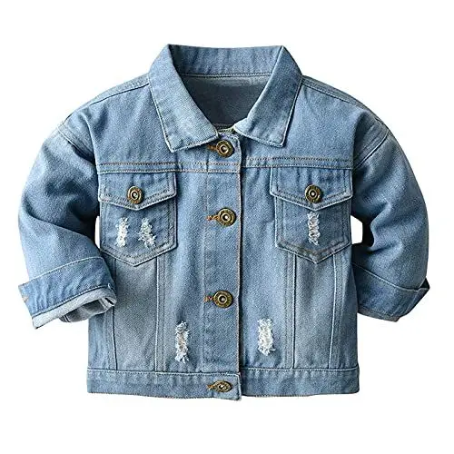 Produktbild: Generisch Mädchen Jeansjacke mit Knopfverschluss Daunenmantel Winterjacke für Kleinkinder Babys warme Denimjacke (Blue, 3-4 Years)