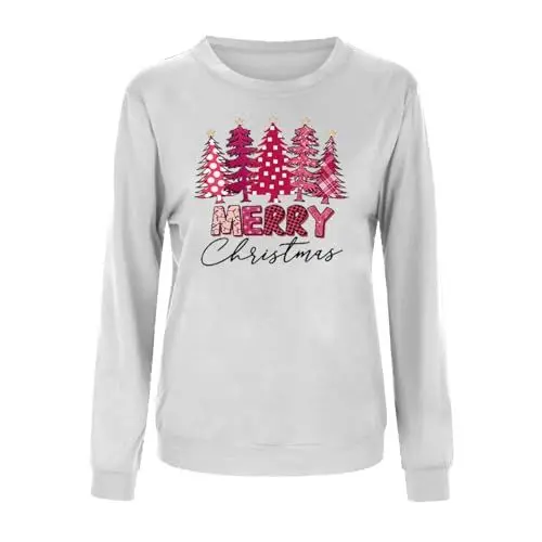 Produktbild: Generisch Mama Weihnachten Eltern Kind Kleidung Weihnachtsbaum Frohe Weihnachten Bedruckter langärmeliger Pullover Lässiges Rundhals-Sweatshirt Jugendliche Mädchen Kleidung Hosen (Grey, L)