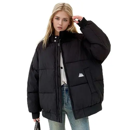 Produktbild: Generisch Mantel Damen Winter Winterparka Puffer Jacke Damen Winterjacke Damen Kurzmantel Warm Wintermantel Daunenjacke Steppjacke Damen ReißVerschluss Jacke Winter Clothes Top Coat Women(Black,XL)
