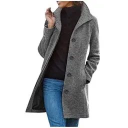 Produktbild: Generisch Mantel Damen Wollmantel Herbst Damen-Mäntel Wolle Übergangsmantel Wintermantel Wolljacke Trenchcoat Herbstmantel Kurzmantel Winterjacke Jacken Damen Sale Angebote Des Tages Heute 01 Grau L