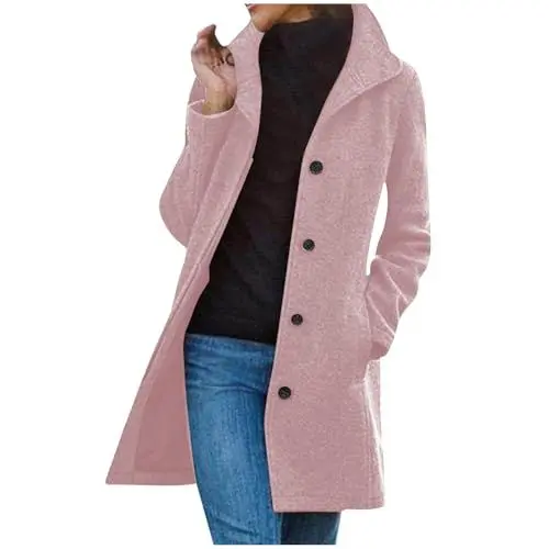 Produktbild: Generisch Mantel Damen Wollmantel Herbst Damen-Mäntel Wolle Übergangsmantel Wintermantel Wolljacke Trenchcoat Herbstmantel Kurzmantel Winterjacke Jacken Angebote Sale Angebote Rosa 3XL