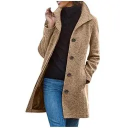 Produktbild: Generisch Mantel Damen Wollmantel Herbst Damen-Mäntel Wolle Übergangsmantel Wintermantel Wolljacke Trenchcoat Herbstmantel Kurzmantel Winterjacke Jacken Sale Damen Angebote Des Tages Heute 01 Khaki S