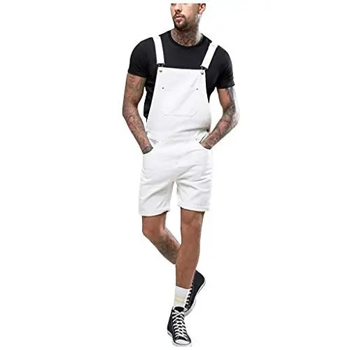 Produktbild: Generisch Men Plus Jeans-Gesamtjumper Streetwear-insgesamt Hosenträger Hosen Speziell Hose Herren (White, XL)