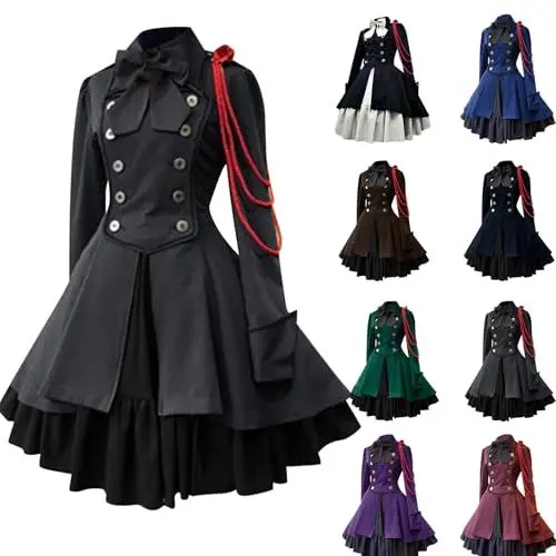 Produktbild: Generisch Mittelalter Kleid Damen Viktorianisches Renaissance Kleid Partykleid Halloween Gothic Renaissance Kleid Retro Kleider Damen Cosplay Halloween Karneval Kostüm Wunschgutschein Grau XXL