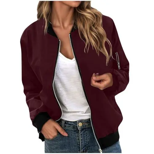Produktbild: Generisch Modischer Damen-Jackenmantel mit Reißverschluss Lässige Einfarbige Frauenjacke Für Freizeit Büro Bequeme Leichte Wasserdicht Sportjacke Größen Übergangsjacke Jacke Für Frühling