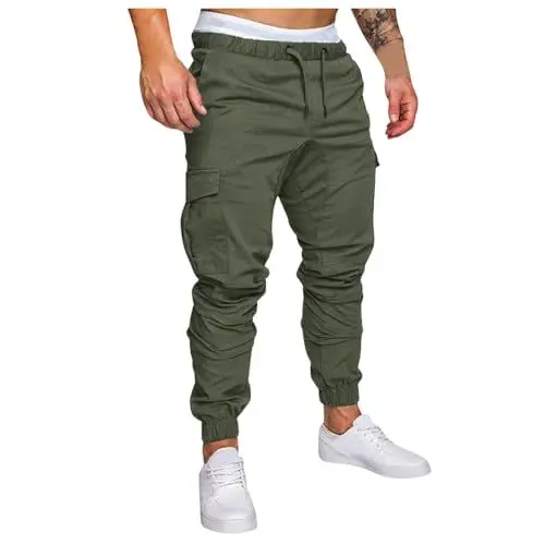 Produktbild: Generisch Musselin Hose Herren Leicht und Luftig Schwarz Freizeithose Leinenhose Casual Baumwolle Weite Strandhose Laufhose Herren lang Winter Cargohose Herren lang Army Tuchhose Herren