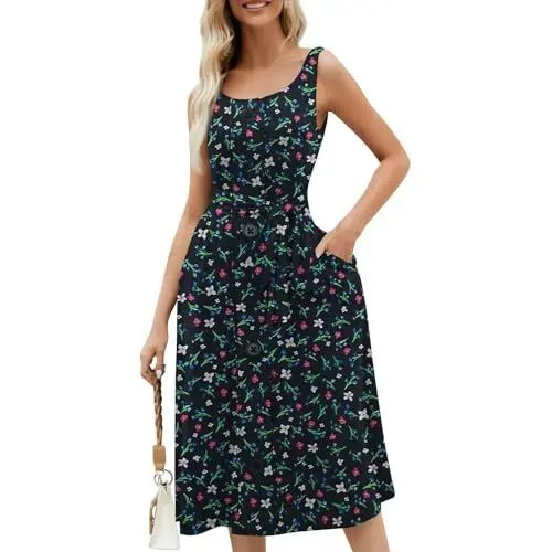 Produktbild: Generisch Neckholder Sommerkleid Damen Damen Mode Kleider Festliches Kleid Elegante Kleider Für Ältere Frauen Kleid Damen Sommer Ärmellos Lang Sommer Klider Sommerkleid Schick Kurze Kleider Kleid
