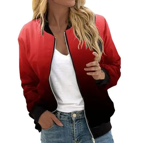 Produktbild: Bomberjacke Damen Kurze Blumenmuster Blouson mit Reißverschluss Herbst Frühling Jacket Damen Mädchen Sommerjacke Leichte Sommerjacke Damen Casual Jacke Dünne Fliegerjacke Blouson Fliegerjacke