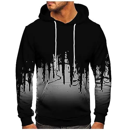 Produktbild: Generisch Oversize+Pullover,Hoodie Jacke Herren Mit Kapuze Kapuzenpullover Herren Herren Hoodie Pullover Sweatshirt, Schwarz-Rot, Langarm Freizeitmode Kapuzenpullover Mit Kängurutasche （Schwarz，6XL）
