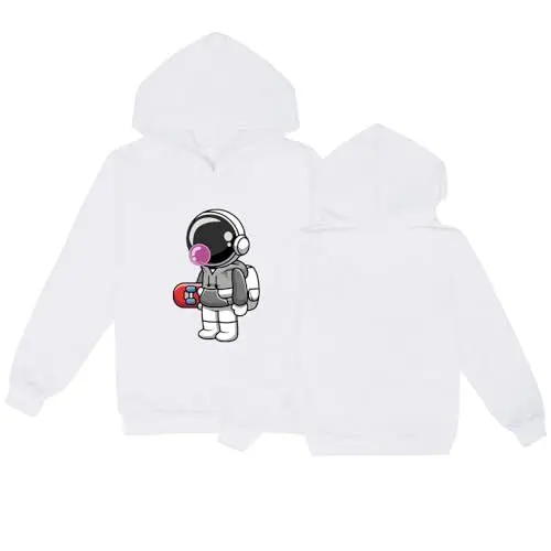 Produktbild: Generisch Paris Pullover Jungs Niedlicher Muster bedruckter Kinder-Kapuzenpullover für Grundschüler im Frühjahr und, lässiger dünner Kapuzenpullover Sweatshirt Jungs 146 (White, 3-4 Years)