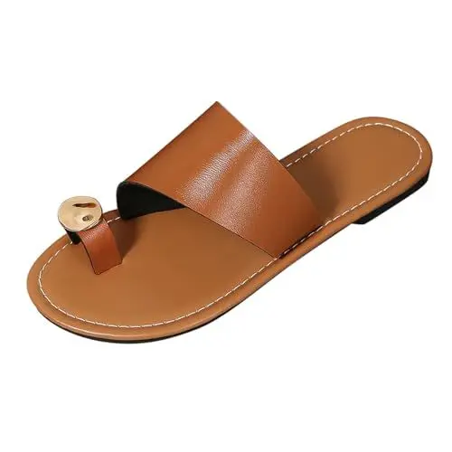 Produktbild: Generisch Peeptoe Sandalen Damen Flach Sandalen Damen Modern Hausschuhe für,flache Sohle,runde Zehenpartie,atmungsaktive,bequem,leicht,für Bade Trekkingsandalen (Brown,38)