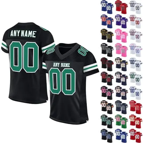 Produktbild: Generisch Personalisiert Herren Sporthemden Individuelles Rugby Trikot Schnelltrocknend American Football Trikot Fußball Trikot Atmungsaktiv T-Shirt Kurzarm Trikot Männer Damen Black Friday Angebote