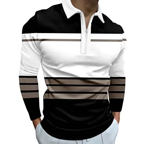 Produktbild: unbekannt Schwarze Poloshirts Herren Classic Poloshirt Herren Warm Herren Langarm Herren Poloshirt Slim Fit Herren Bekleidung for Running 2024 Discount
