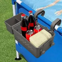 Produktbild: Generisch Pool Aufbewahrungskorb, Pool Korb aus Kunststoff mit Getränkehalter, Gartenpool Organizer Aufbewahrungsbox Pool Seitenkorb für Aufstellpool Schwimmbecken Kinderpool Poolzubehör