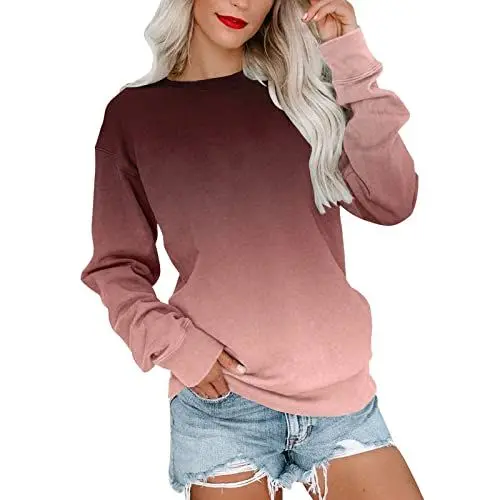 Produktbild: Generisch Pullover Damen, Oversize Hoodie, Langarm Sweatshirt, Rundhalsausschnitt Sweatjacke, Farbvarianten Oberteile, Kuschel Leicht Tops, Langarmshirt Sport Style Casual Übergangs Hoody Oberteile