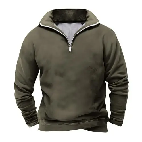 Produktbild: Generisch Pullover Schwarz Herren Langarm Sportshirt Damen Running-Bekleidung Quarter Zip Laufshirt Rundhalsausschnitt Arbeitspullover Multi M