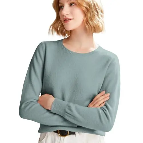 Produktbild: Generisch Pullover blau damenDamen Leichter Langarm-Pullover Mit Rundhalsausschnitt Mit Zopfmuster