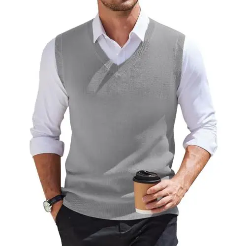 Produktbild: Generisch Pullunder Herren, Männer Ärmellose Pullover mit V-Ausschnitt Elegant Einfarbige Strickweste Slim Fit Pullunder Herren