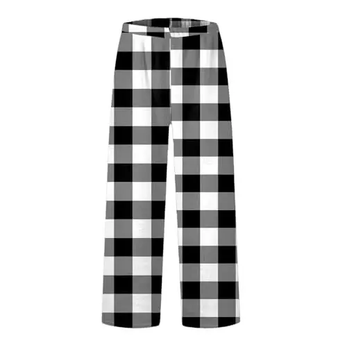 Produktbild: Generisch Pyjama Hose Damen lang sexy Pyjamahose Damen lang Baumwolle kariert Lange Schlafhose Damen flauschig kuschelhose Damen flauschig bunt Familien Pyjama Damen Shorty Pyjama kurz musselin