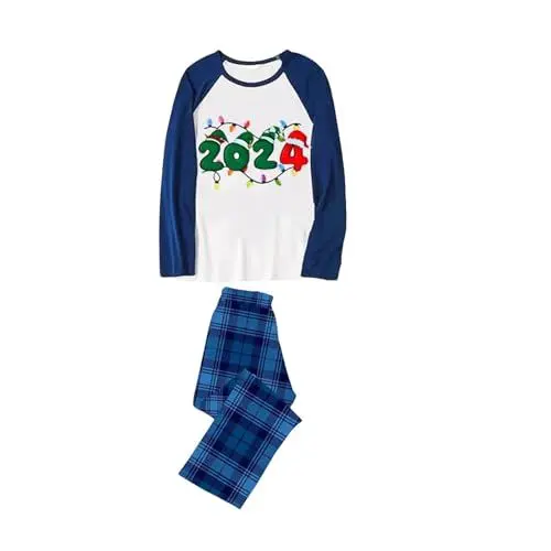 Produktbild: Generisch Pyjama Kinder Mädchen 128 Passendes Weihnachtspyjama-Set für die Familie Mama Bedruckter Familienanzug Taufe Mädchen Kleidung Winter (Blue, XXL)