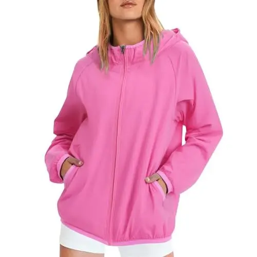 Produktbild: Generisch Regenjacke Damen Leicht Wasserdicht Sportjacke Winddichte Übergangsjacke Ultraleicht Funktionsjacke mit Kapuze Outdoorjacke Einfarbig Softshelljacke (Pink, XXXL)