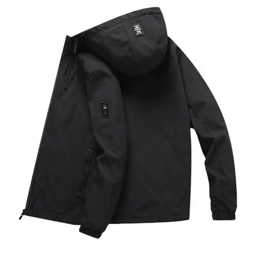 Produktbild: Generisch Regenjacke Herren Winterjacke Übergangsjacke Wasserdicht Winddicht Regenponcho mit Kapuze Softshelljacke Warm Windbreaker Einfarbig Laufjacke Reißverschluss Jacke Angebote Dunkelblau XL