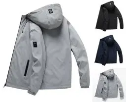 Produktbild: Generisch Regenjacke Herren Winterjacke Übergangsjacke Wasserdicht Winddicht Regenponcho mit Kapuze Softshelljacke Warm Windbreaker Einfarbig Laufjacke Reißverschluss Jacke Gutschein Schwarz L