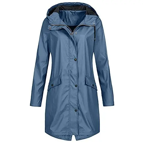 Produktbild: Generisch Regenmantel Damen,Damen Leichte Wasserdichte Regenjacke Regenmantel Mit Kapuze Wasserdicht Windbreaker Übergangsjacke Atmungsaktiv Mantel,Zipper Hoodie Kapuzenjacke