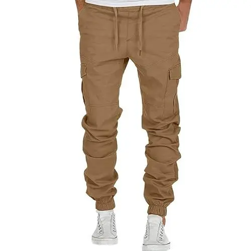 Produktbild: Generisch Relaxed Fit Baumwolle Wanderhose Casual Arbeitshosen Männer Outdoor mit Multi Taschen Softshellhose Herren Winter Herren Cargohose lang Weiss Weisse Hose Aus Baumwolle