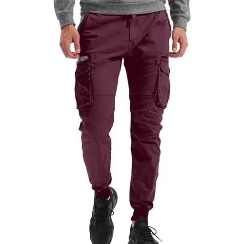Produktbild: Generisch Eine lässige Arbeitshose in monochromer, entspannter Passform für einen klassisch-schicken Look Wollhose Herren Cargo Herren Grün Herren Hosen Modern Elegant Chino Grün Herren