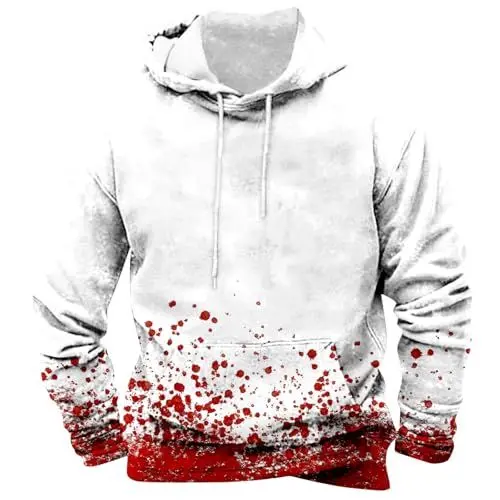 Produktbild: Generisch Sale Angebote, Halloween Hoodie Herren Kapuzenpullover Bloody Stained Bedrucktes Halloween Kostüm Horror Sweatshirt Blutspritzer Muster Oberteile, Black-Friday-Angebote