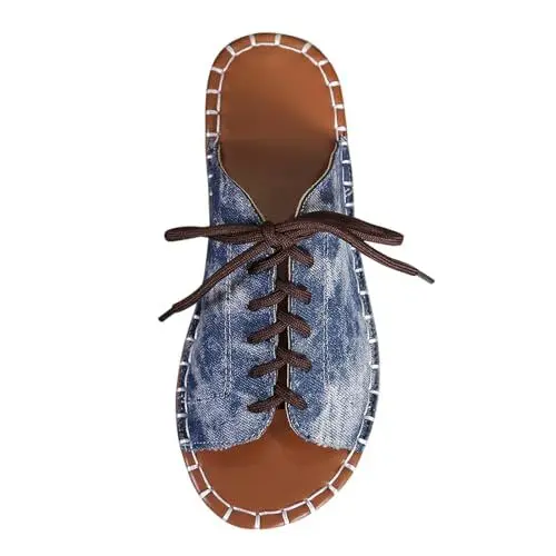 Produktbild: Generisch Sandalen Damen Elegant Sandalen Elastische Riemen Damen Hausschuhe Flache Retro Fischmaul Leichte Für Outdoor-Bekleidung Strandurlaub Bequeme Sandaletten Sommerschuhe (Blue,36)