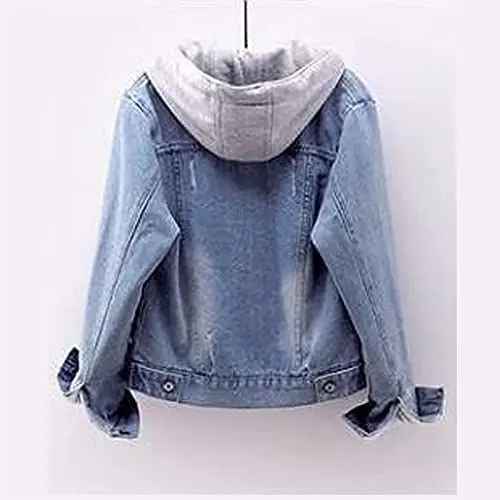 Produktbild: Generisch Schwarze Steppjacke Damen Jacke Damen Winterjacke Damen Winter Plüschfutter Hoodie Jeansjacke Klassischer Button-Down-Mantel mit üBergangsmantel Damen Jacke Damen üBergangsjacke (Blue, S)