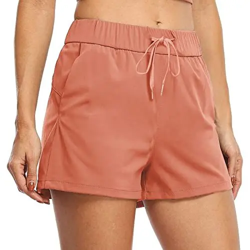 Produktbild: Generisch Schwarze Stoffhose Damen High Waist Wollhose Hose Damen-Sportshorts, lockere, atmungsaktive Schnür-Yoga-Lauf-Fitness-Freizeitshorts Leichte Sommerhosen FüR Damen Damen Hosen Hose (Pink, M)