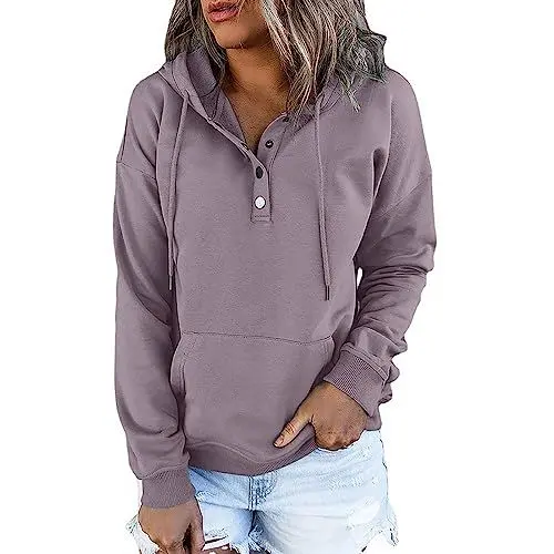 Produktbild: Generisch Schwarzer Hoodie Damen Oversize Vliesjacke Damen -Damen-Hoodie mit Langen Ärmeln, lockerer lässiger Kapuze, Kordelzug und Damen Hoodie Oversize Hoodie Jacke Damen Oversize (Purple, XL)