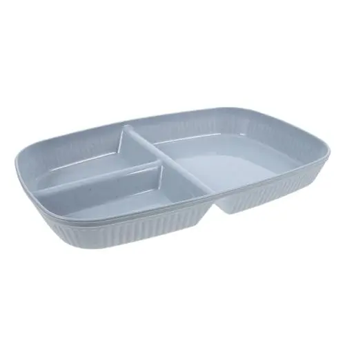 Produktbild: Generisch Servierteller Salatteller Serviertablett Für Speisen Snack-tablett Speiseteller Platten Mit Trennwand Geteilte Teller Geteiltes Esstablett Essenstablett Sky-blue Plastik