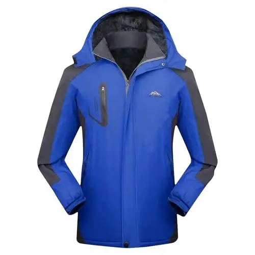 Produktbild: Generisch Softshelljacke für Herren Regenjacke Sweatjacke Winterjacke Wetterfeste Windbreaker mit Taschen Laufjacke Sportjacke Wanderjacke Wasserdicht Atmungsaktiv Jacke Angebote Blau 5XL