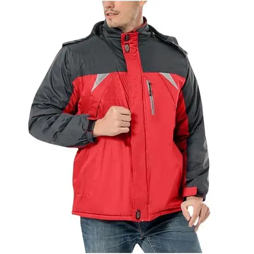 Produktbild: Generisch Softshelljacke für Herren Regenjacke Sweatjacke Winterjacke Wetterfeste Windbreaker mit Taschen Laufjacke Sportjacke Wanderjacke Wasserdicht Atmungsaktiv Jacke Sale Angebote Rot 3XL